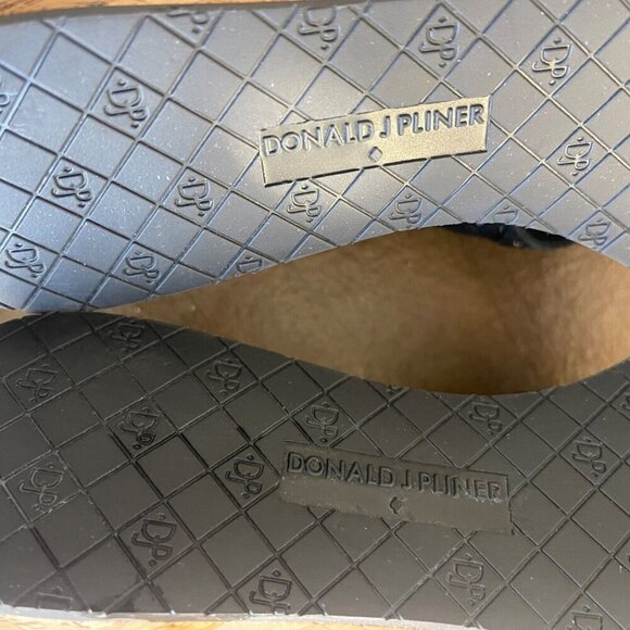 Donald J Pliner Savee Whipstitch Cork Wedge Sandal 9.5M Black Suede Y2K Chunky - Picture 11 of 11